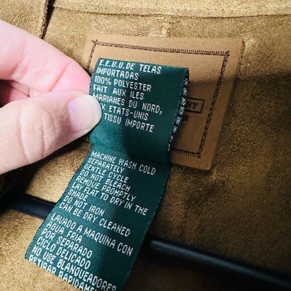 Lauren Ralph Lauren Brown Tan Polyester Suede Breast Pockets Vest Size Petite M - Picture 4 of 7